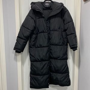 Zara extra long puffer coat, black $80
